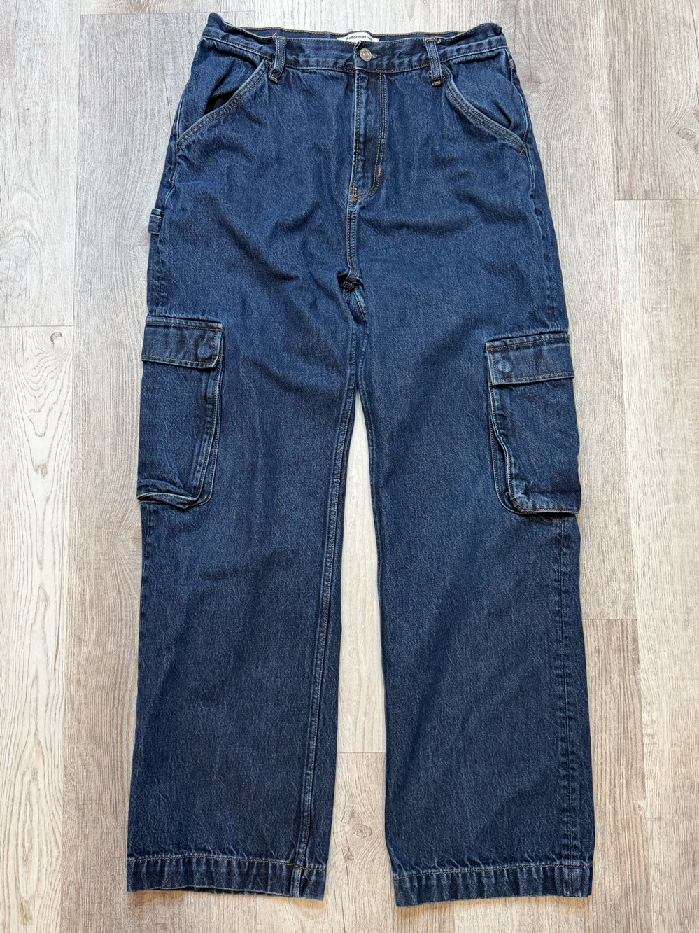 Reformation Wilder Cargo High Rise Wide Leg Jeans in Rinse Size 31